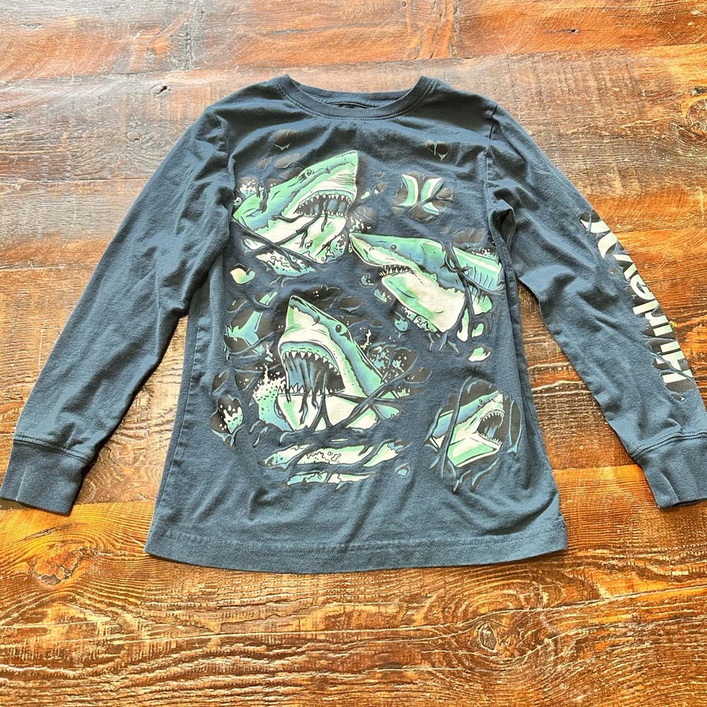 Hurley Kids Long Sleeve Shark Tee - Dark Blue